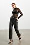 Women's Black Tulle Sheer Blouse - 6