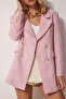 Women's Pink Buttoned Blazer Tweed Jacket WF00004 - 3