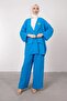 Sky Blue Oversized Cut Brooch Detailed Hijab Suit - 4