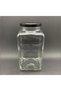 3000 Cc Cornered Glass Jar - Black Metal Lid - 3 Liter Glass Square Jar 2 Pieces