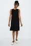 Women's Black Crew Neck Skirt Frilly Knitted Dress - 3
