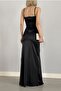 Satin Fabric Maxi Dress with Low-Cut and Slit Detail on the Chest582177 - 3