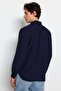 Lacivert Unisex Regular Fit %100 Pamuklu Keten Görünümlü Gömlek TMNSS23GO00099 TMNSS23GO00099 - 5