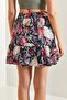 Women's Navy Blue Multi Patterned Ruffled Viscose Mini Skirt 40831003 - 5