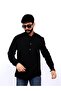 تونيك رجالي بياقة القميص بنصف أزرار - أسود Hmd0007