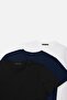 Navy-Black-White Slim/Fitted Cut Crew Neck Basic 100% Cotton 3-Pack T-Shirt TMNSS19BO0007 - 12
