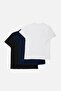 Navy-Black-White Slim/Fitted Cut Crew Neck Basic 100% Cotton 3-Pack T-Shirt TMNSS19BO0007 - 11