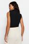 Siyah Bağlamalı Crop Dokuma Keten Görünümlü Bluz TWOSS23BZ00550 - 13