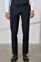 Men's Navy Blue Slim Fit Narrow Cut Mono Collar Dobby Vest Suit - 8