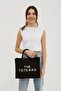 Long Strap Canvas Fabric Tote Bag Women's Crossbody Bag Black - 4
