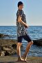 Women's Half Sleeve Lycra Hijab Navy Blue Swimsuit 2c3t1n23-4 - 3