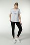 Women's Printed Short Sleeve Back Oval Crew Neck T-shirt Snow Melange - 3