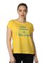 Women's Printed Short Sleeve Back Stitching Crew Neck T-shirt Yellow