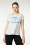 Women's Printed Short Sleeve Back Stitching Crew Neck T-shirt Snow Melange - 2