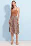 Women's Patterned Midi Length Pleated Skirt P23s201-0807