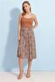 Women's Patterned Midi Length Pleated Skirt P23s201-0807 - 4