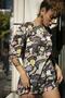 Women's Printed Slit Short Sleeve T-Shirt Y20s110-3124 - 3