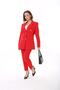 Women's Buttoned Blazer Jacket Belted Trousers Woven Atlas Fabric Suit - 2