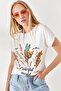 Women's Ecru Furry Printed T-shirt TSH-19000125 - 4