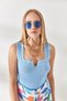 Women's Baby Blue Cut-Off Collar Corded Knitwear Blouse BLZ-19002250 - 2