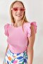 Women's Pink Scalloped Lycra Cotton Blouse BLZ-19002254