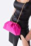 Fuchsia Women's Satin Fabric Chain Shoulder Bag - 4