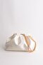Cream Women's Satin Fabric Chain Shoulder Bag - 2
