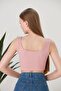 Women's Pink Strappy Crop Top Blouse - 6