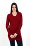 Women's Round Collar Claret Red Sweater