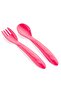 Non-Spill Plate + Spoon Fork Set + Oilcloth Apron Pink Feeding Set - 3