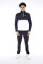 Men's Navy Blue White Diving Fabric Half Zip Slim Fit Tracksuit Set