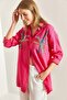 Women's Fuchsia Sequin Palette Embroidered Linen Ayrobin Shirt 40821015