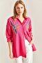 Women's Fuchsia Sequin Palette Embroidered Linen Ayrobin Shirt 40821015 - 6