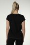 Women's Printed Short Sleeve Back Stitching Crew Neck T-shirt Black - 4