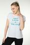 Women's Printed Short Sleeve Back Stitching Crew Neck T-shirt Snow Melange - 5
