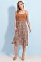 Women's Patterned Midi Length Pleated Skirt P23s201-0807 - 3