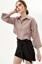 Women's Classic Collar Crop Satin Blouse P21s201-0761 - 2