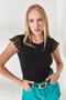 Women's Black Sleeve Guipure Lycra Cotton Blouse BLZ-19002253 - 2