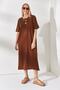 Women's Bitter Brown Side Slit Oversize Dress ELB-19001880 - 2