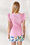 Women's Pink Scalloped Lycra Cotton Blouse BLZ-19002254 - 5