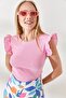 Women's Pink Scalloped Lycra Cotton Blouse BLZ-19002254 - 4