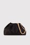 Black Women's Satin Fabric Chain Shoulder Bag - 2