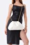 Cream Women's Satin Fabric Chain Shoulder Bag - 3