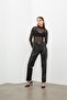 Women's Black Tulle Sheer Blouse - 5