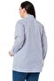 Large Size Navy Blue Striped Shirt with Pocket Detail and Folded Sleeves - 3