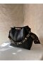 Women's Black Scarf Bag with Chain Accessories - 4