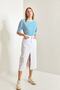 Women's White Laser Cut Slit Denim Skirt 40601018 - 5