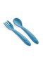 Non-Spill Plate + Fork Spoon Set + Oilcloth Apron Blue Nutrition Set - 3
