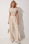 Women's Cream Waist Loose Pants with Velcro Closure YL00001 - 2