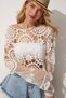 Women's White Boat Neck Laced Seasonal Knitwear Blouse Kİ00076